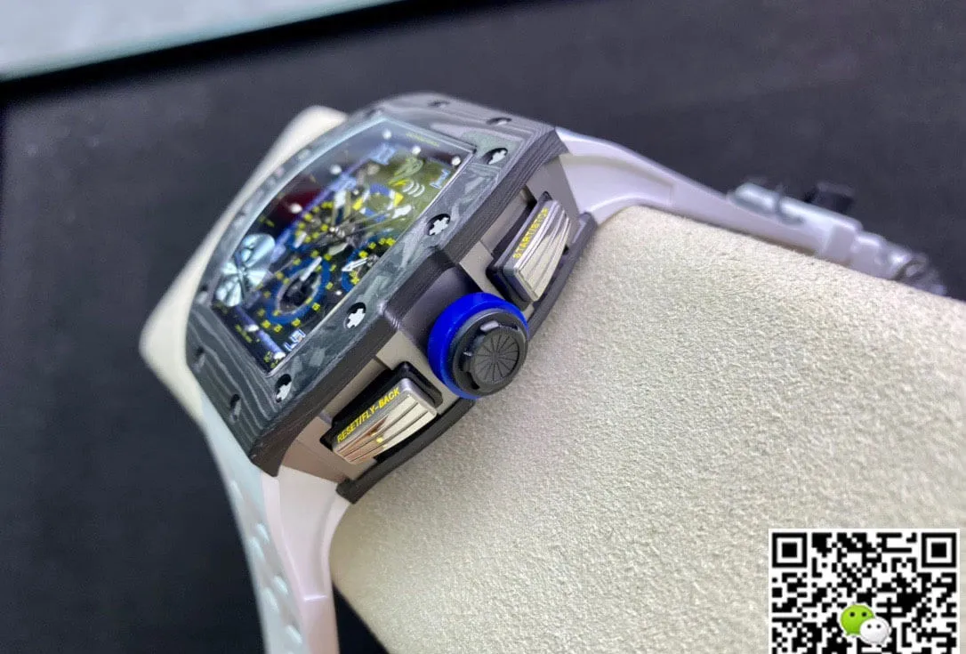 Richard Mille RM011 KV Factory 1:1 Best Edition Replica Watch Carbon Fiber White Rubber Strap