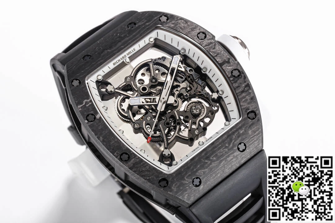 Richard Mille RM055 NTPT BBR Factory 1:1 Best Edition Replica Watch Skeleton Dial Black Strap