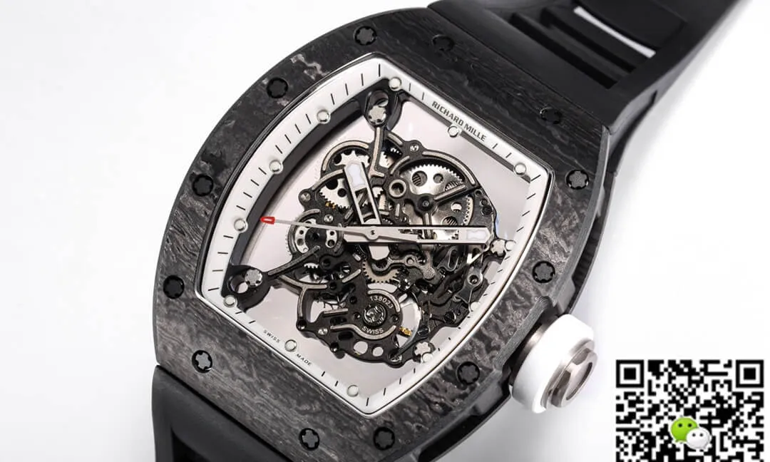 Richard Mille RM055 NTPT BBR Factory 1:1 Best Edition Replica Watch Skeleton Dial Black Strap