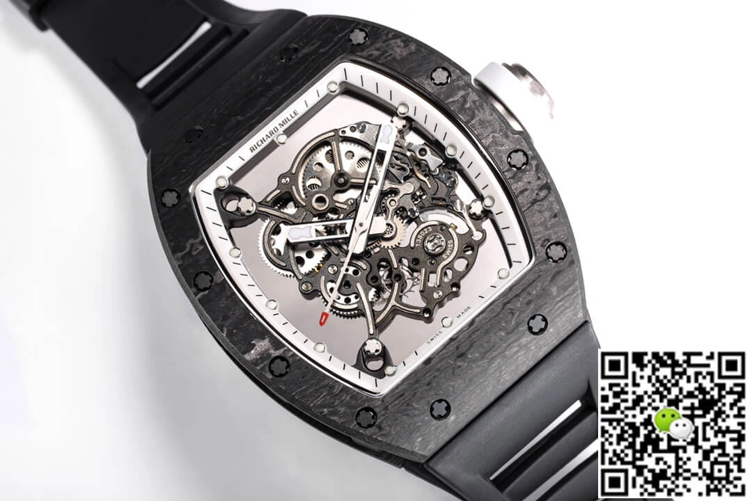 Richard Mille RM055 NTPT BBR Factory 1:1 Best Edition Replica Watch Skeleton Dial Black Strap