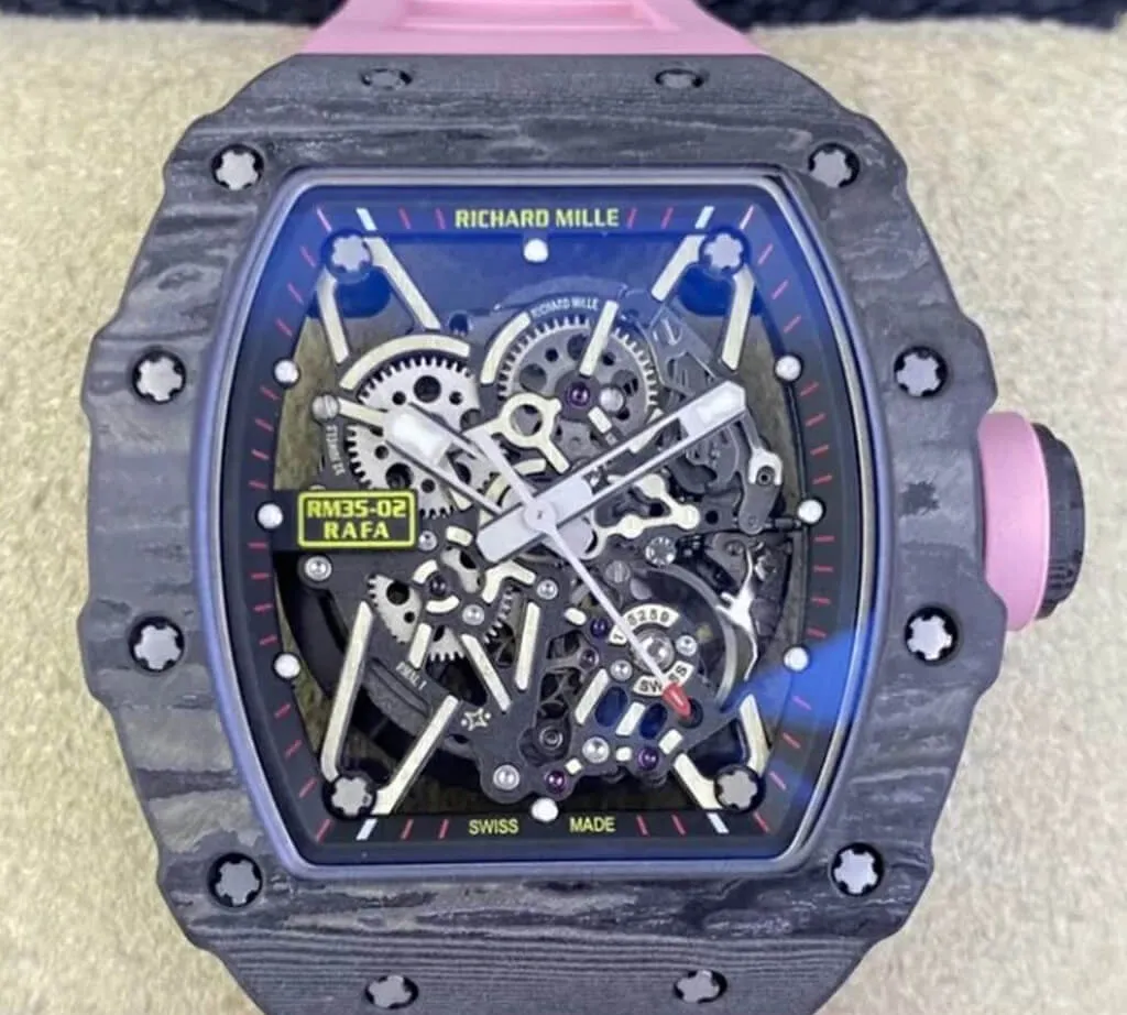Richard Mille RM35-02 T+ Factory 1:1 Best Edition Replica Watch NTPT Carbon Fiber Rubber Strap