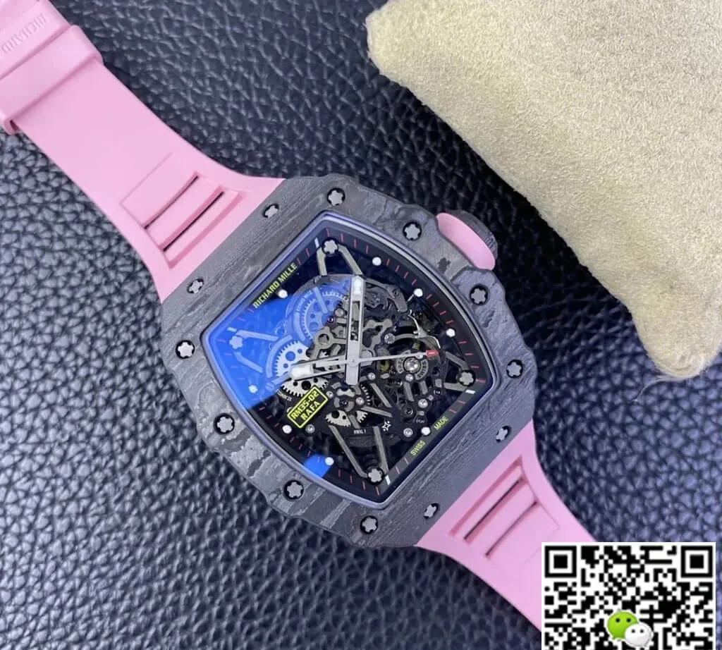 Richard Mille RM35-02 T+ Factory 1:1 Best Edition Replica Watch NTPT Carbon Fiber Rubber Strap