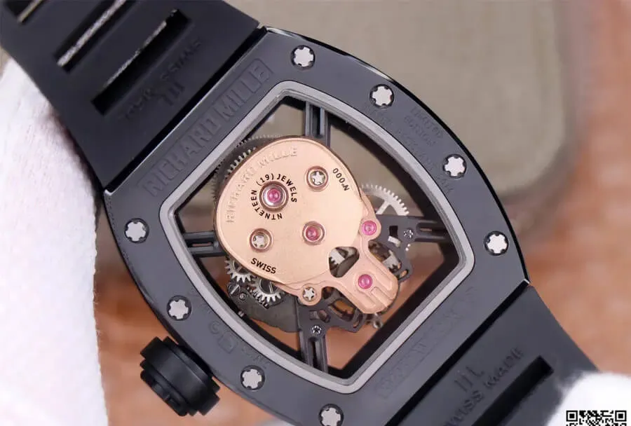 Richard Mille RM52-01 Tourbillon JB Factory 1:1 Best Edition Replica Watch Black Rubber Strap