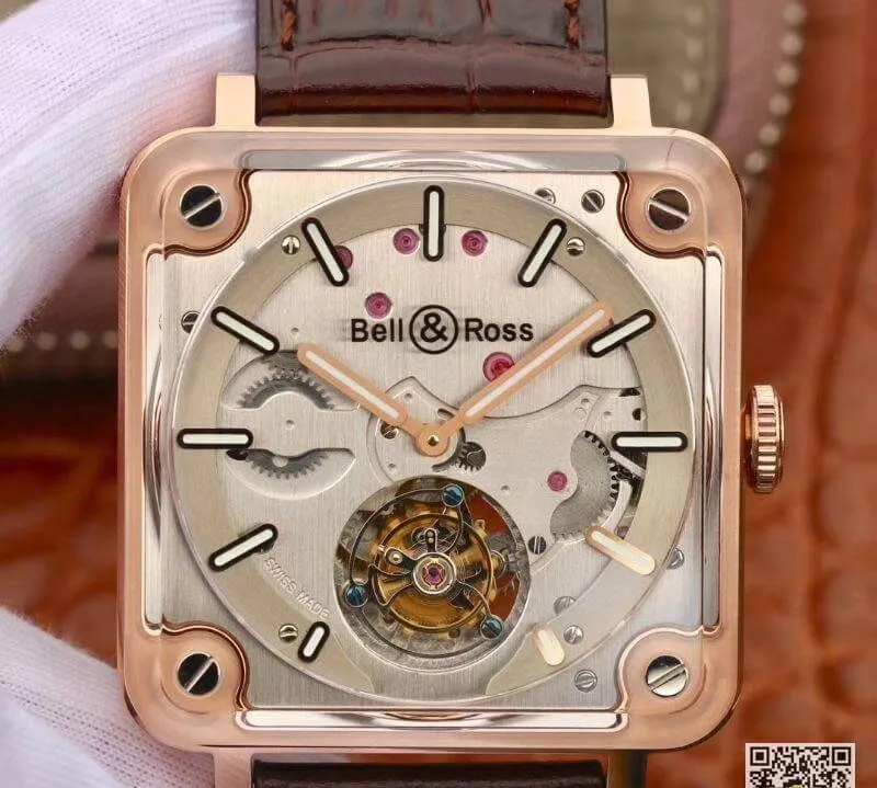 Bell & Ross BR-X2 Tourbillon 18K Rosegold Case Mechanical Watches 1:1 Best Edition Replica Watch Swiss ETA380 Tourbillon Movement
