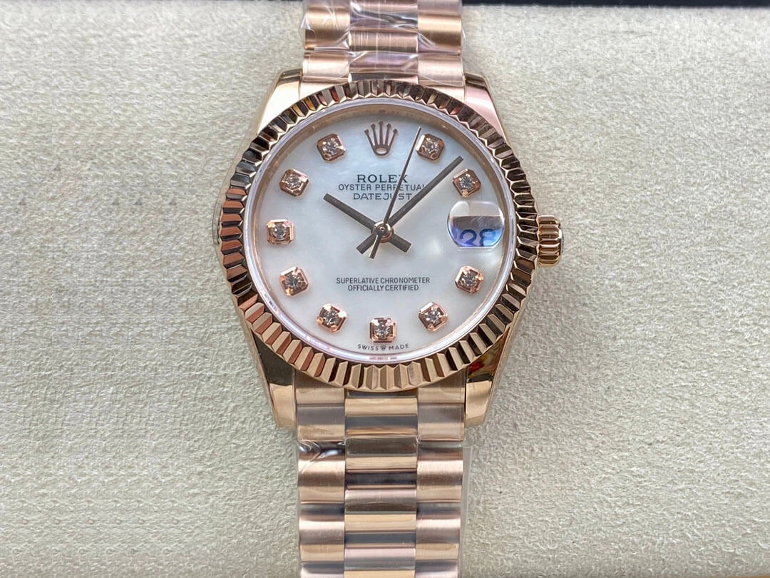 Rolex Datejust M278275-0009 31MM EW Factory 1:1 Best Edition Replica Watch Rose Gold Strap
