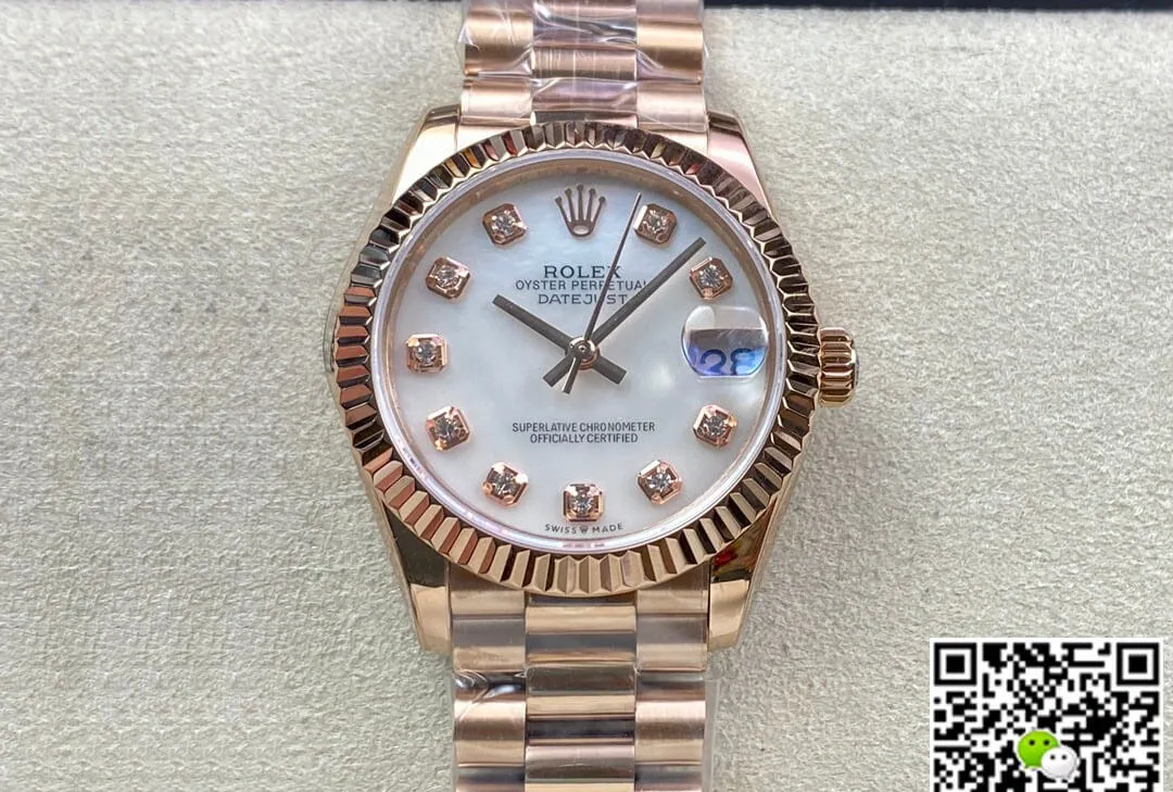 Rolex Datejust M278275-0009 31MM EW Factory 1:1 Best Edition Replica Watch Rose Gold Strap