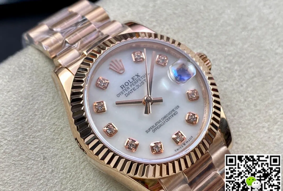 Rolex Datejust M278275-0009 31MM EW Factory 1:1 Best Edition Replica Watch Rose Gold Strap