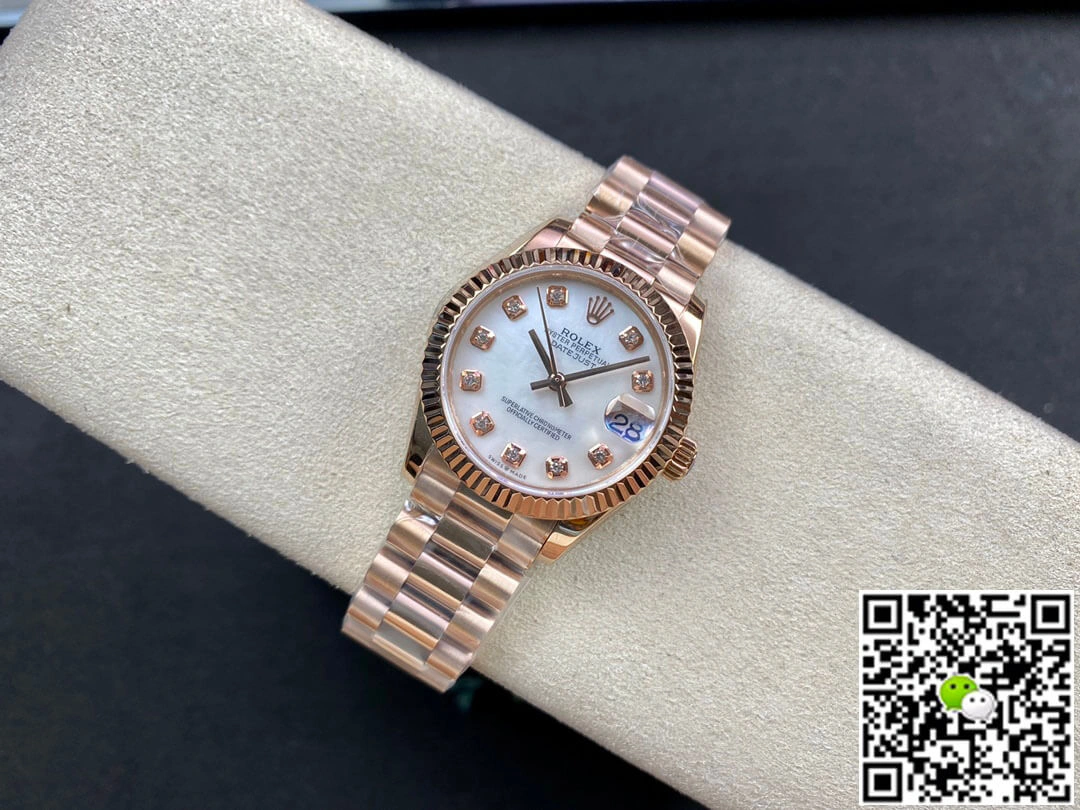 Rolex Datejust M278275-0009 31MM EW Factory 1:1 Best Edition Replica Watch Rose Gold Strap