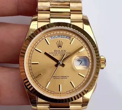 Rolex Day-Date M128238-0045 Yellow Gold EW Factory 1:1 Best Edition Replica Watch Champagne Dial Swiss ETA3255