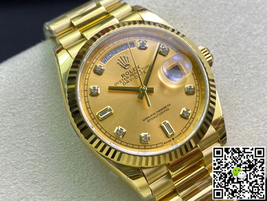 Rolex Day-Date M128238-0008 Yellow Gold EW Factory 1:1 Best Edition Replica Watch Champagne Dial Swiss ETA3255
