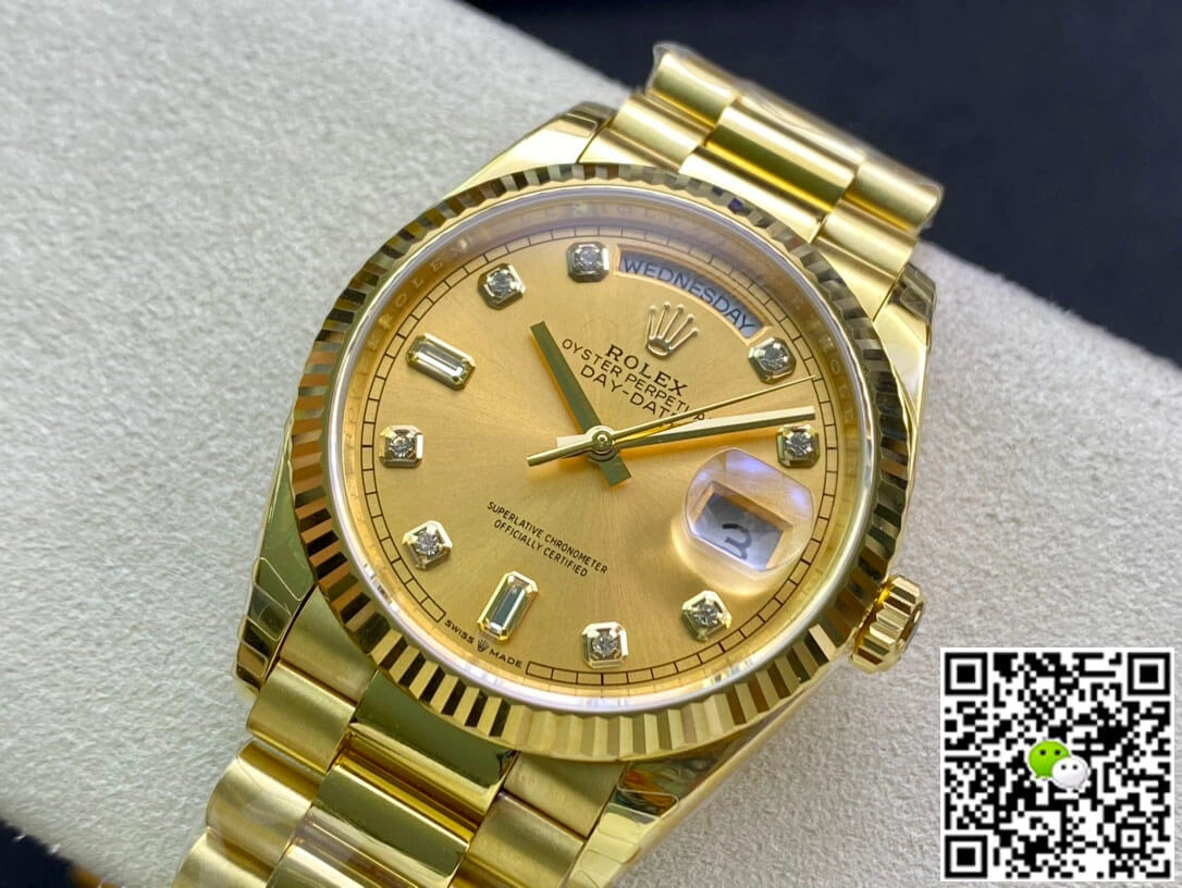 Rolex Day-Date M128238-0008 Yellow Gold EW Factory 1:1 Best Edition Replica Watch Champagne Dial Swiss ETA3255