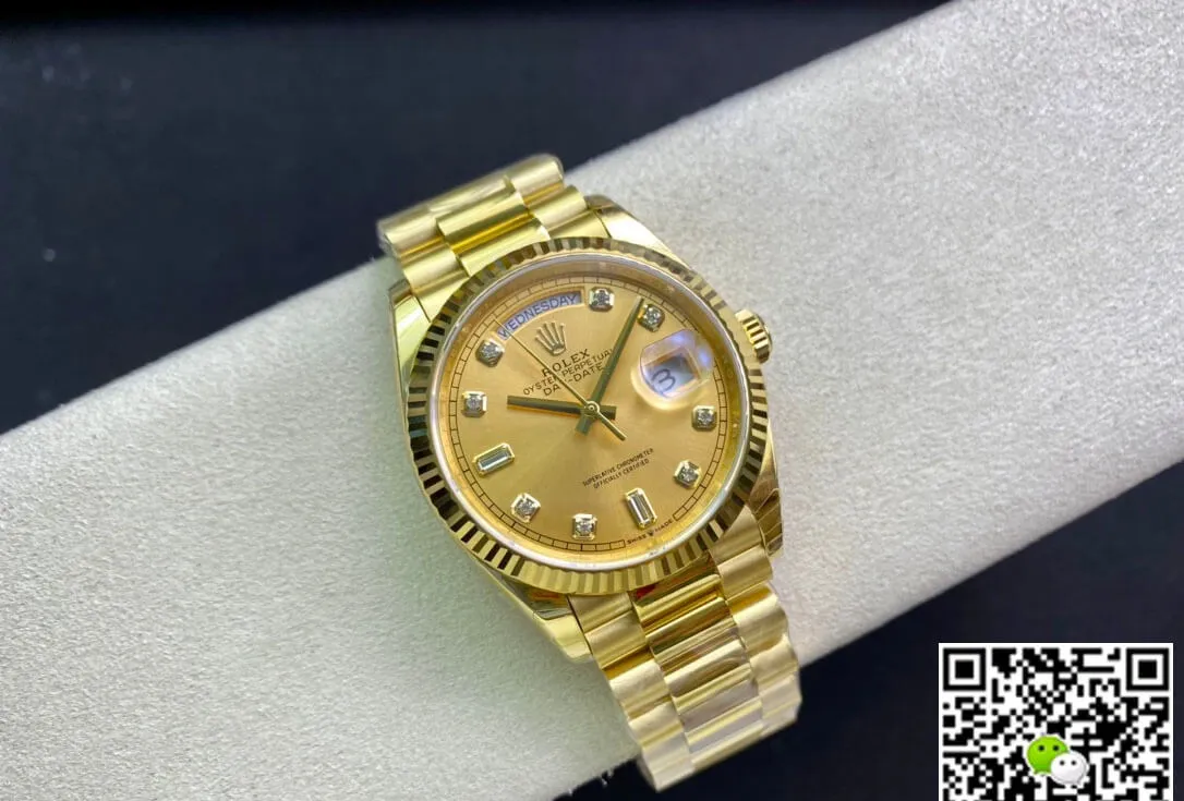 Rolex Day-Date M128238-0008 Yellow Gold EW Factory 1:1 Best Edition Replica Watch Champagne Dial Swiss ETA3255