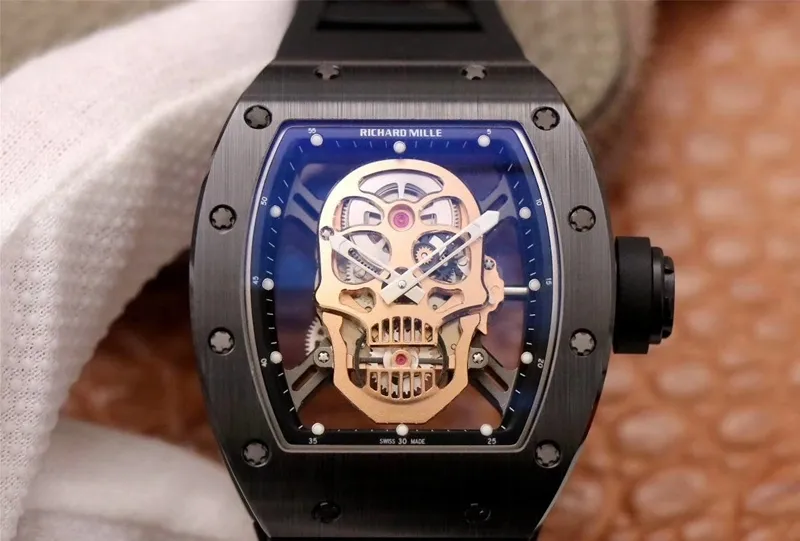 Richard Mille RM052-01 ZF Factory 1:1 Best Edition Replica Watch Black Ceramic Rose Gold Skull Dial Swiss Manual Mechanical Movement