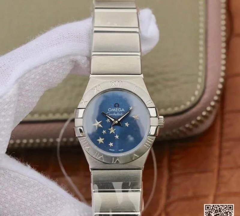 Omega Constellation Quartz Ladies 27mm TW Factory 1:1 Best Edition Replica Watch Swiss Eta Quartz 1376 Blue Dial