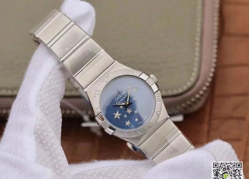 Omega Constellation Quartz Ladies 27mm TW Factory 1:1 Best Edition Replica Watch Swiss Eta Quartz 1376 Blue Dial