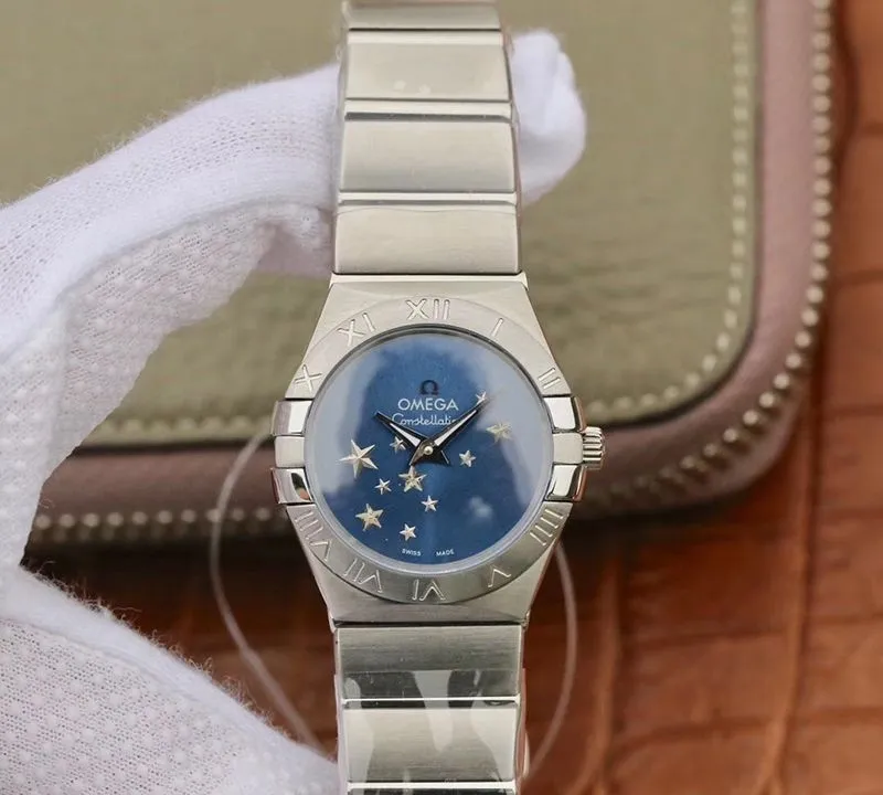 Omega Constellation Quartz Ladies 27mm TW Factory 1:1 Best Edition Replica Watch Swiss Eta Quartz 1376 Blue Dial