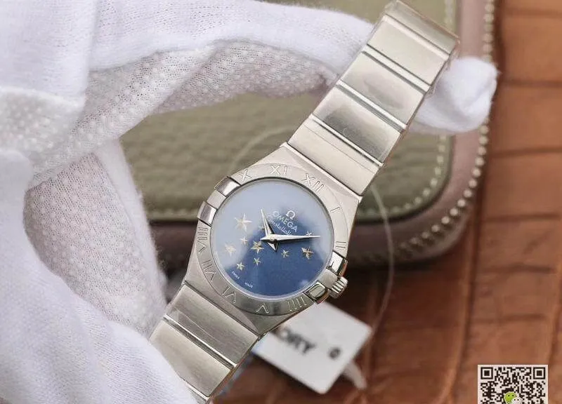 Omega Constellation Quartz Ladies 27mm TW Factory 1:1 Best Edition Replica Watch Swiss Eta Quartz 1376 Blue Dial