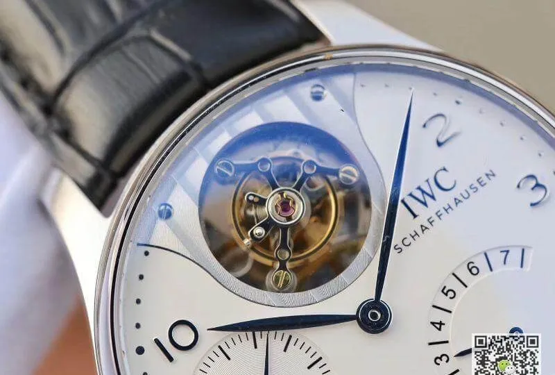 IWC Portuguese IW504202 Real Tourbillon 1:1 Best Edition Replica Watch White Dial On Black Leather Strap Swiss ETA Tourbillon