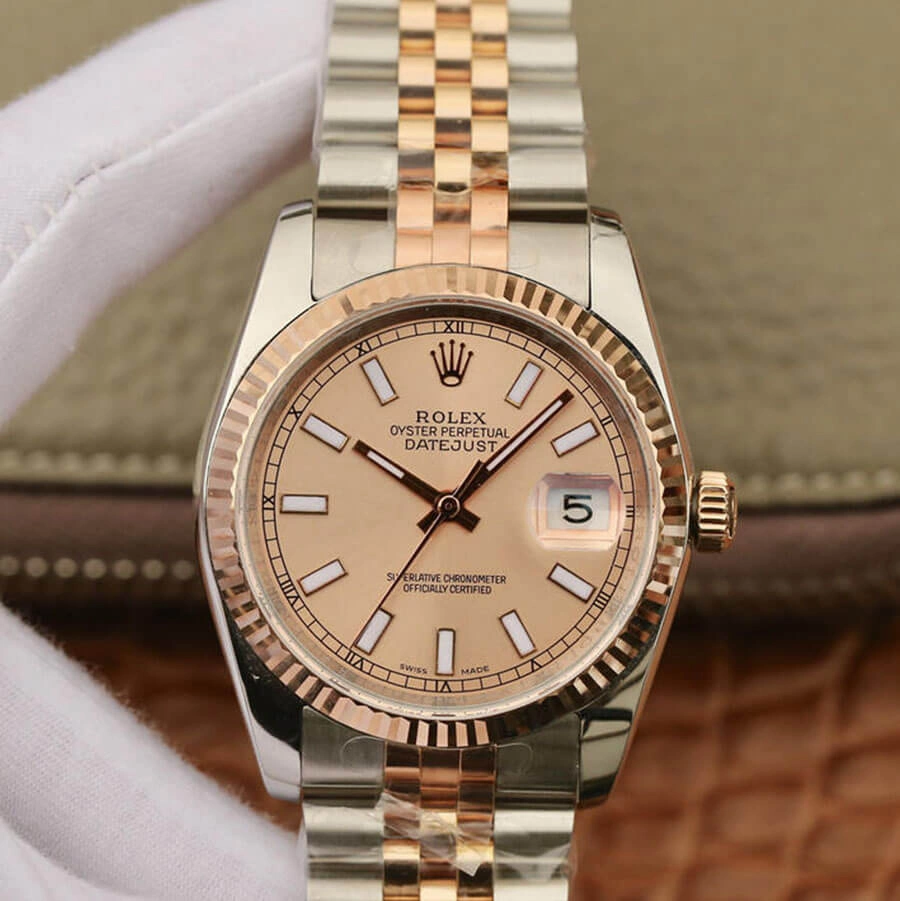 Rolex Datejust 116231 36MM GM Factory 1:1 Best Edition Replica Watch Rose Gold Strap