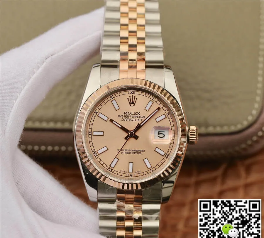 Rolex Datejust 116231 36MM GM Factory 1:1 Best Edition Replica Watch Rose Gold Strap