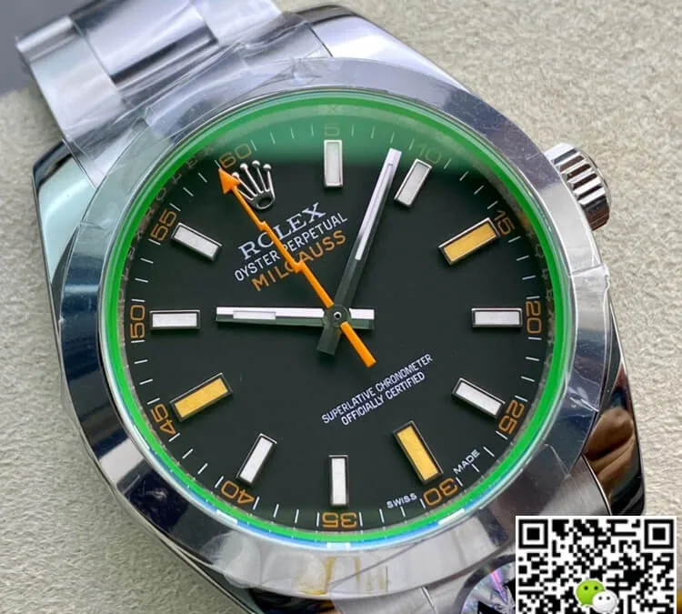 Rolex Milgauss 116400GV AR Factory 1:1 Best Edition Replica Watch Swiss ETA2824 Black Dial