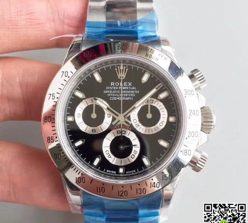 Rolex Daytona Cosmograph 116520 Noob Factory 1:1 Best Edition Replica Watch Swiss ETA4130 Black Dial