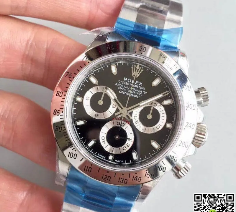 Rolex Daytona Cosmograph 116520 Noob Factory 1:1 Best Edition Replica Watch Swiss ETA4130 Black Dial