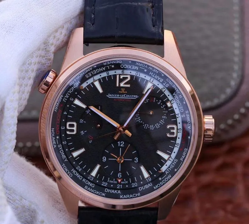 Jaeger-LeCoultre Master Geographic 904847J TWA Factory 1:1 Best Edition Replica Watch Swiss ETA936 Rose Gold