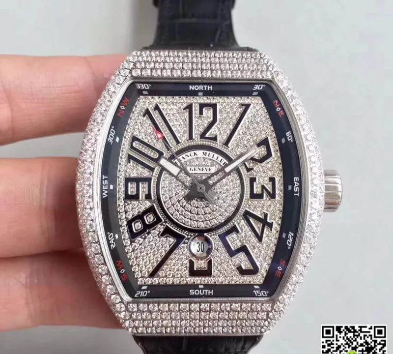 Franck Muller Vanguard V45 SC DT White Gold Diamond 1:1 Best Edition Replica Watch Swiss ETA2824-2