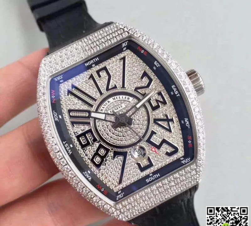 Franck Muller Vanguard V45 SC DT White Gold Diamond 1:1 Best Edition Replica Watch Swiss ETA2824-2