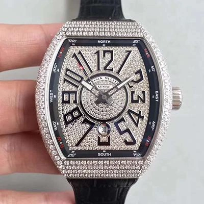 Franck Muller Vanguard V45 SC DT White Gold Diamond 1:1 Best Edition Replica Watch Swiss ETA2824-2