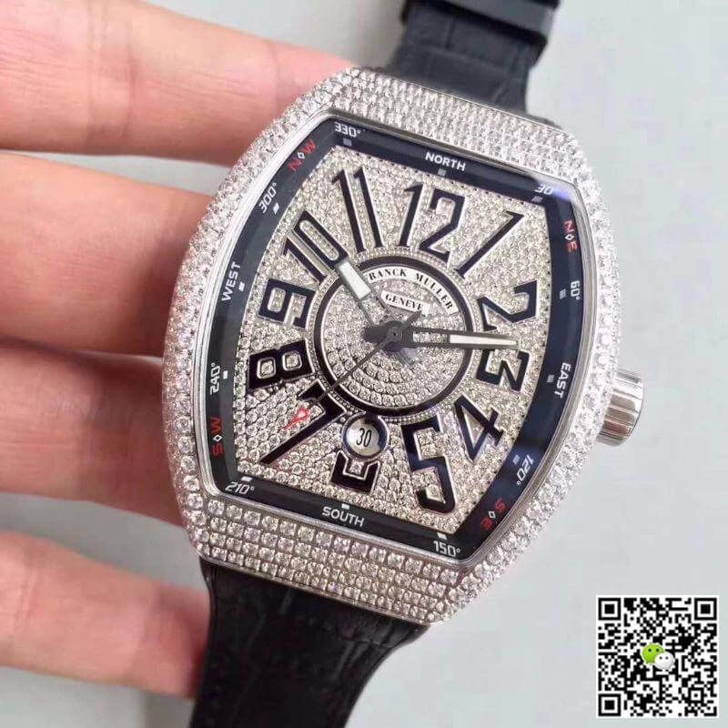 Franck Muller Vanguard V45 SC DT White Gold Diamond 1:1 Best Edition Replica Watch Swiss ETA2824-2