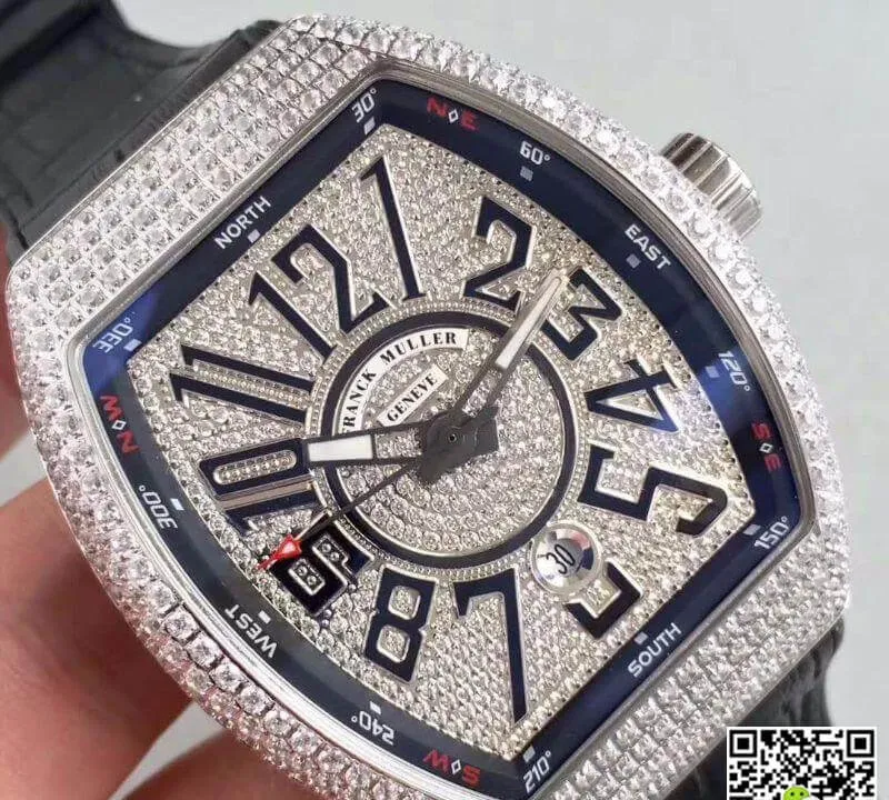 Franck Muller Vanguard V45 SC DT White Gold Diamond 1:1 Best Edition Replica Watch Swiss ETA2824-2