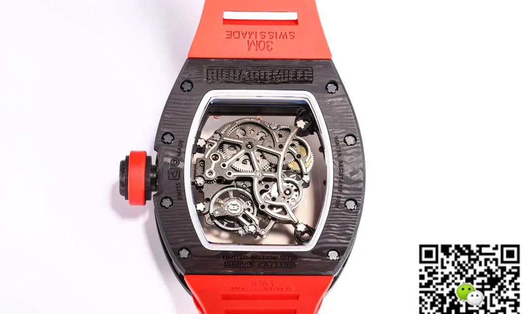Richard Mille RM055 NTPT BBR Factory 1:1 Best Edition Replica Watch Red Rubber Strap