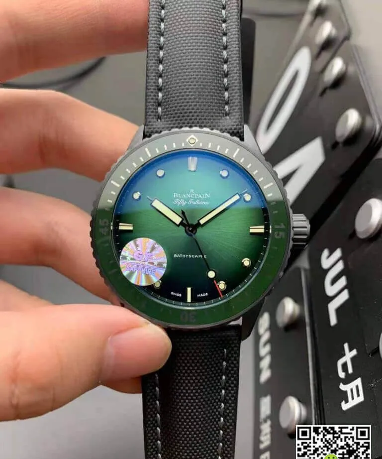 Blancpain Fifty Fathoms Bathyscaphe Mokkarran 5005 0153 NABA GF Factory 1:1 Best Edition Replica Watch Green Bezel