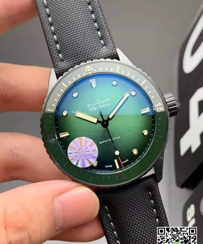 Blancpain Fifty Fathoms Bathyscaphe Mokkarran 5005 0153 NABA GF Factory 1:1 Best Edition Replica Watch Green Bezel