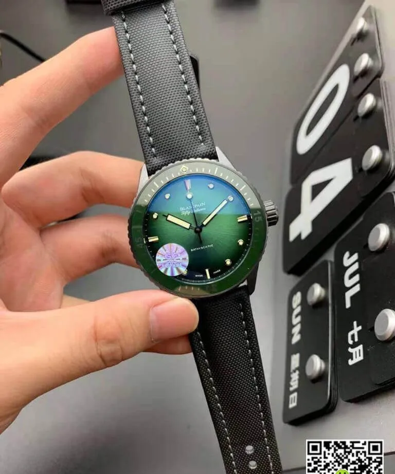 Blancpain Fifty Fathoms Bathyscaphe Mokkarran 5005 0153 NABA GF Factory 1:1 Best Edition Replica Watch Green Bezel