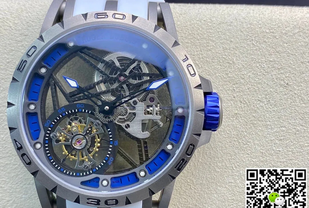 Roger Dubuis Excalibur RDDBEX0479 BBR Factory 1:1 Best Edition Replica Watch Tourbillon White Strap