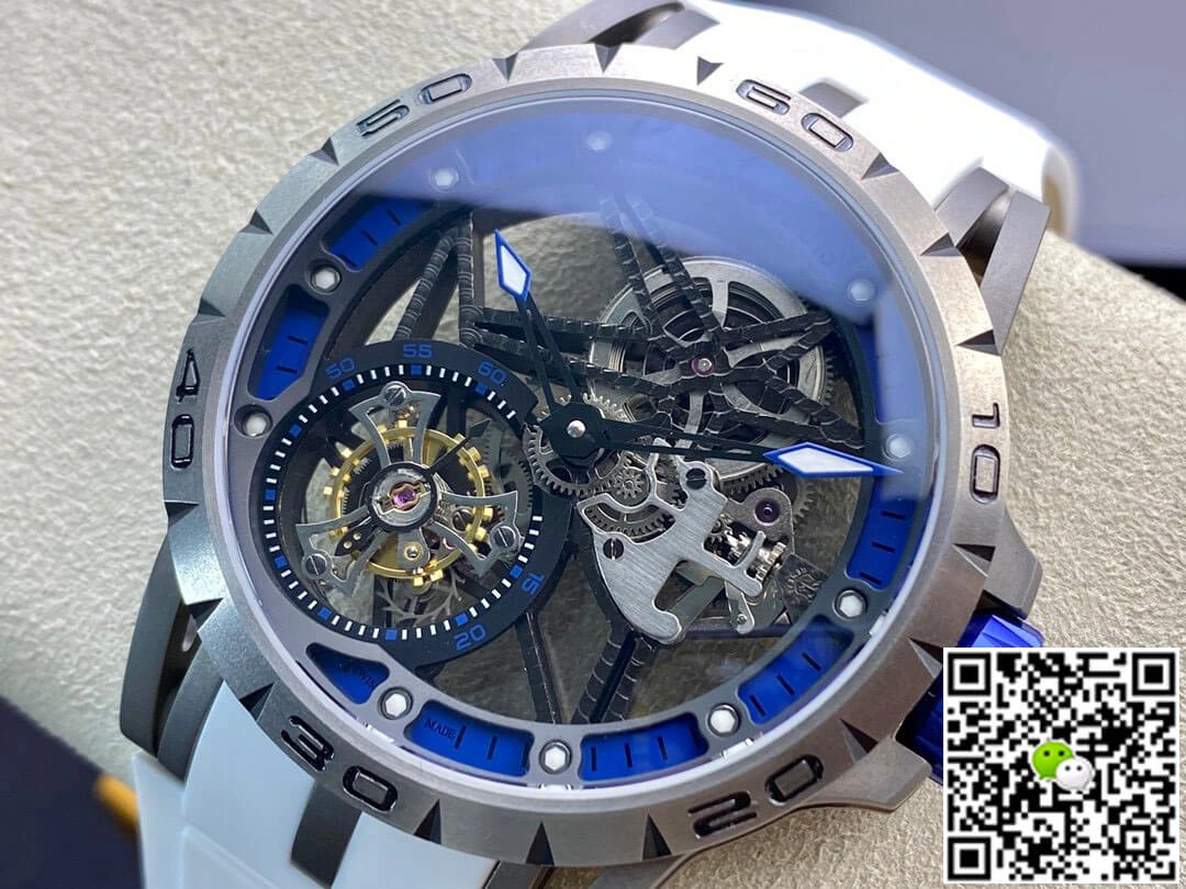 Roger Dubuis Excalibur RDDBEX0479 BBR Factory 1:1 Best Edition Replica Watch Tourbillon White Strap