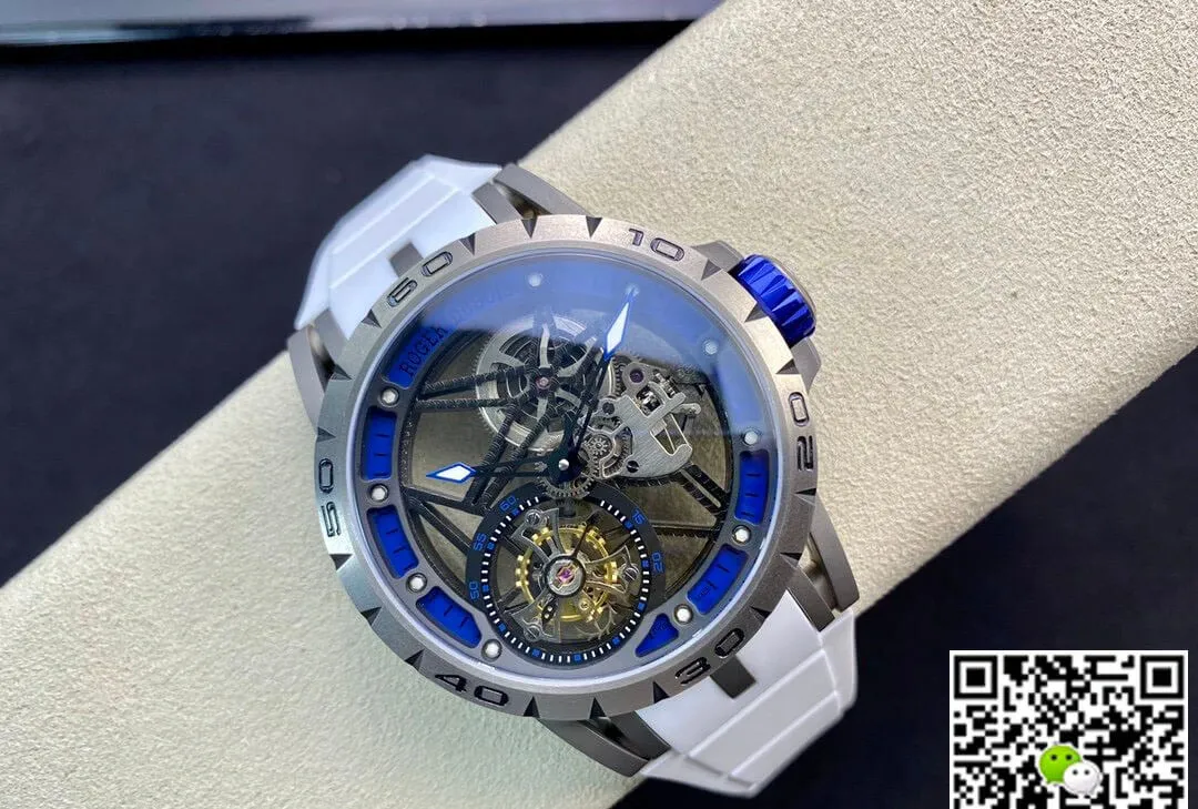 Roger Dubuis Excalibur RDDBEX0479 BBR Factory 1:1 Best Edition Replica Watch Tourbillon White Strap