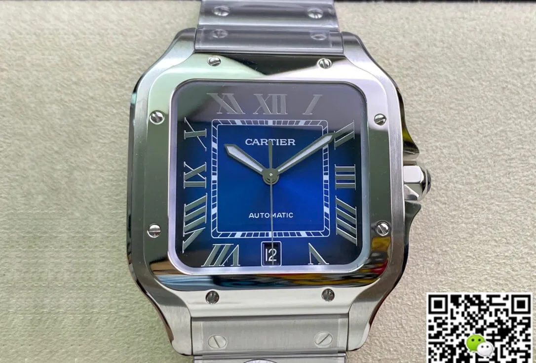 Cartier De Santos WSSA0013 2018 BV Factory 1:1 Best Edition Replica Watch Blue Dial Swiss ETA 9015 Stainless Steel Smartlinks Bracelet Blue Dial