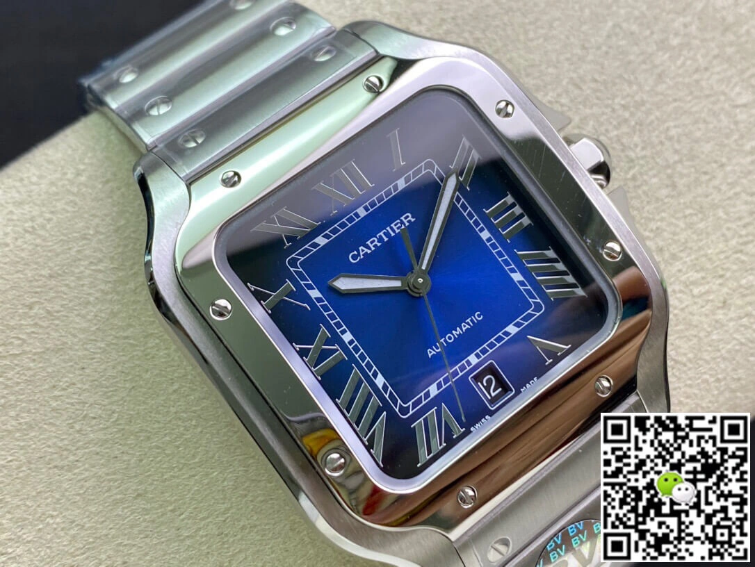 Cartier De Santos WSSA0013 2018 BV Factory 1:1 Best Edition Replica Watch Blue Dial Swiss ETA 9015 Stainless Steel Smartlinks Bracelet Blue Dial