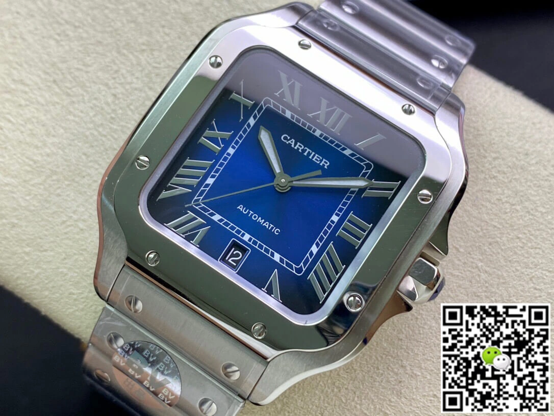 Cartier De Santos WSSA0013 2018 BV Factory 1:1 Best Edition Replica Watch Blue Dial Swiss ETA 9015 Stainless Steel Smartlinks Bracelet Blue Dial