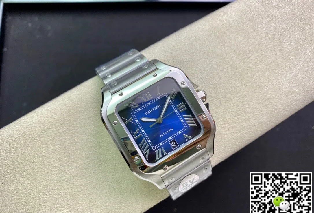 Cartier De Santos WSSA0013 2018 BV Factory 1:1 Best Edition Replica Watch Blue Dial Swiss ETA 9015 Stainless Steel Smartlinks Bracelet Blue Dial