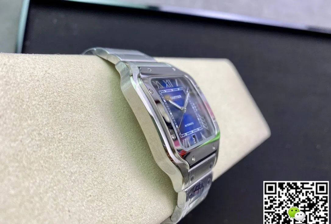 Cartier De Santos WSSA0013 2018 BV Factory 1:1 Best Edition Replica Watch Blue Dial Swiss ETA 9015 Stainless Steel Smartlinks Bracelet Blue Dial