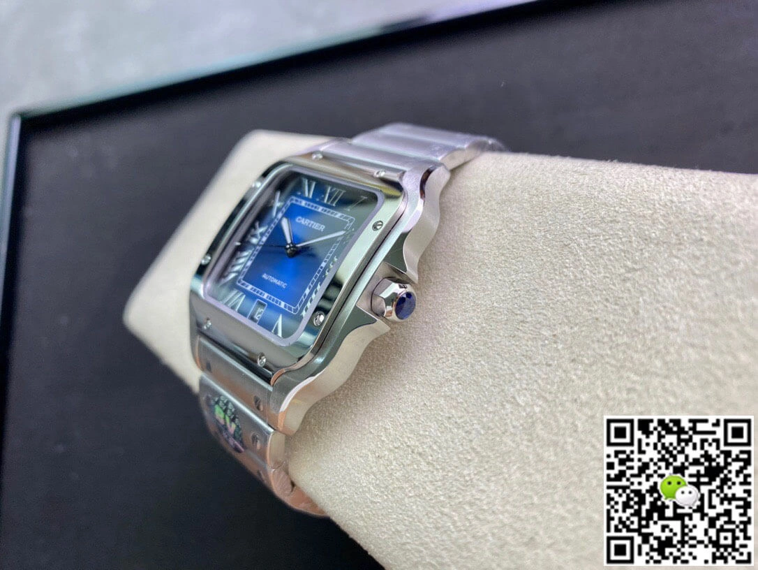 Cartier De Santos WSSA0013 2018 BV Factory 1:1 Best Edition Replica Watch Blue Dial Swiss ETA 9015 Stainless Steel Smartlinks Bracelet Blue Dial