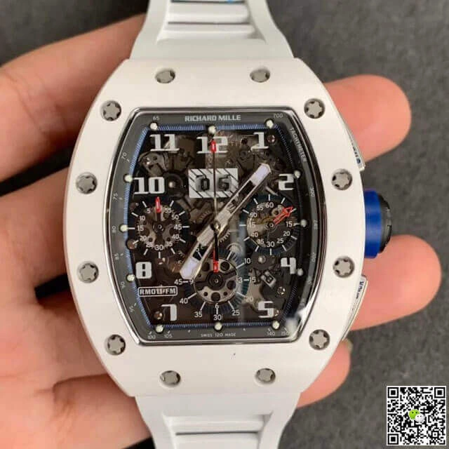 Richard Mille RM-011 KV Factory 1:1 Best Edition Replica Watch Ceramic White Strap