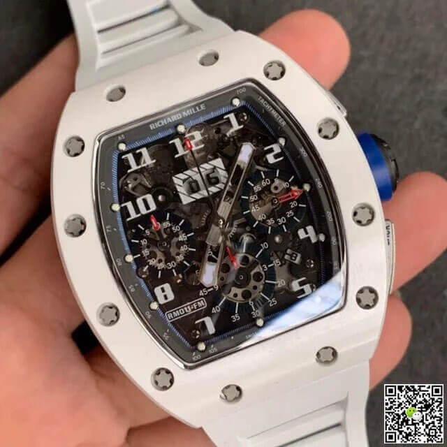 Richard Mille RM-011 KV Factory 1:1 Best Edition Replica Watch Ceramic White Strap