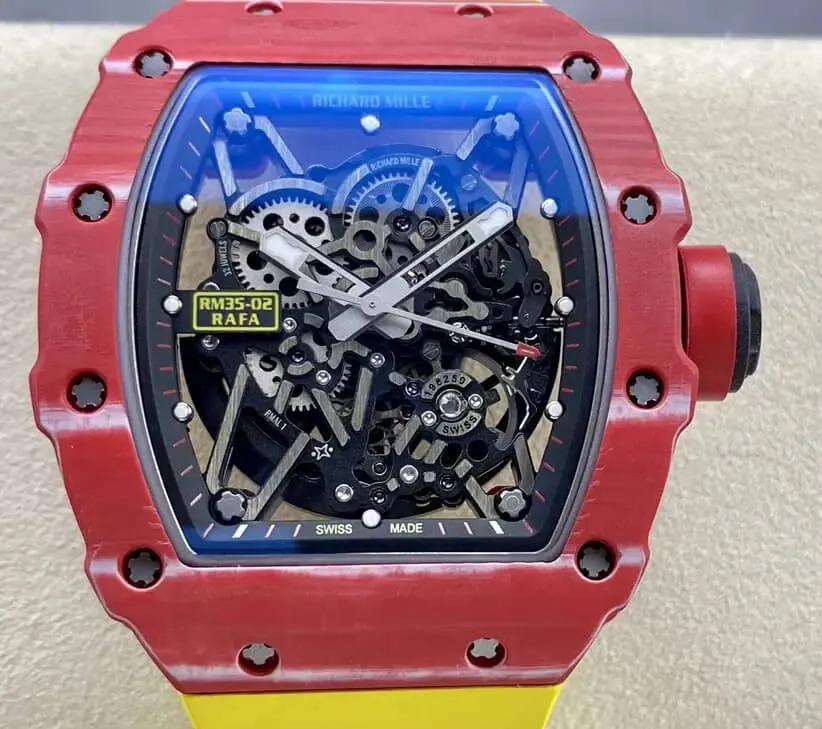Richard Mille RM35-02 T+ Factory 1:1 Best Edition Replica Watch Yellow Rubber Strap