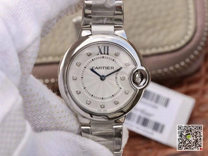 Ballon Bleu De Cartier 33mm V6 Factory 1:1 Best Edition Replica Watch Swiss Quartz ETA157 White Dial